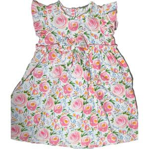 Mud Pie 5T NWt floral dress bow pink flower blue cotton gauze muslin Easter